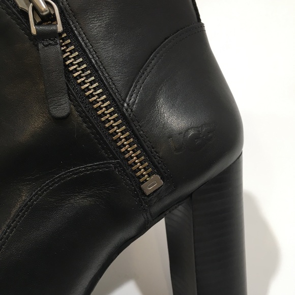 UGG Dolores Heeled Ankle Boots -Black Leather -US 11 -NEW - Picture 7 of 9